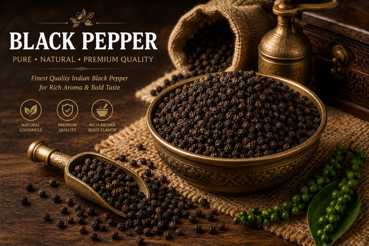 Black Pepper — whole black peppercorns
